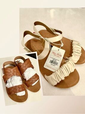 Lucky Brand Cream and Brown Girls Sandals